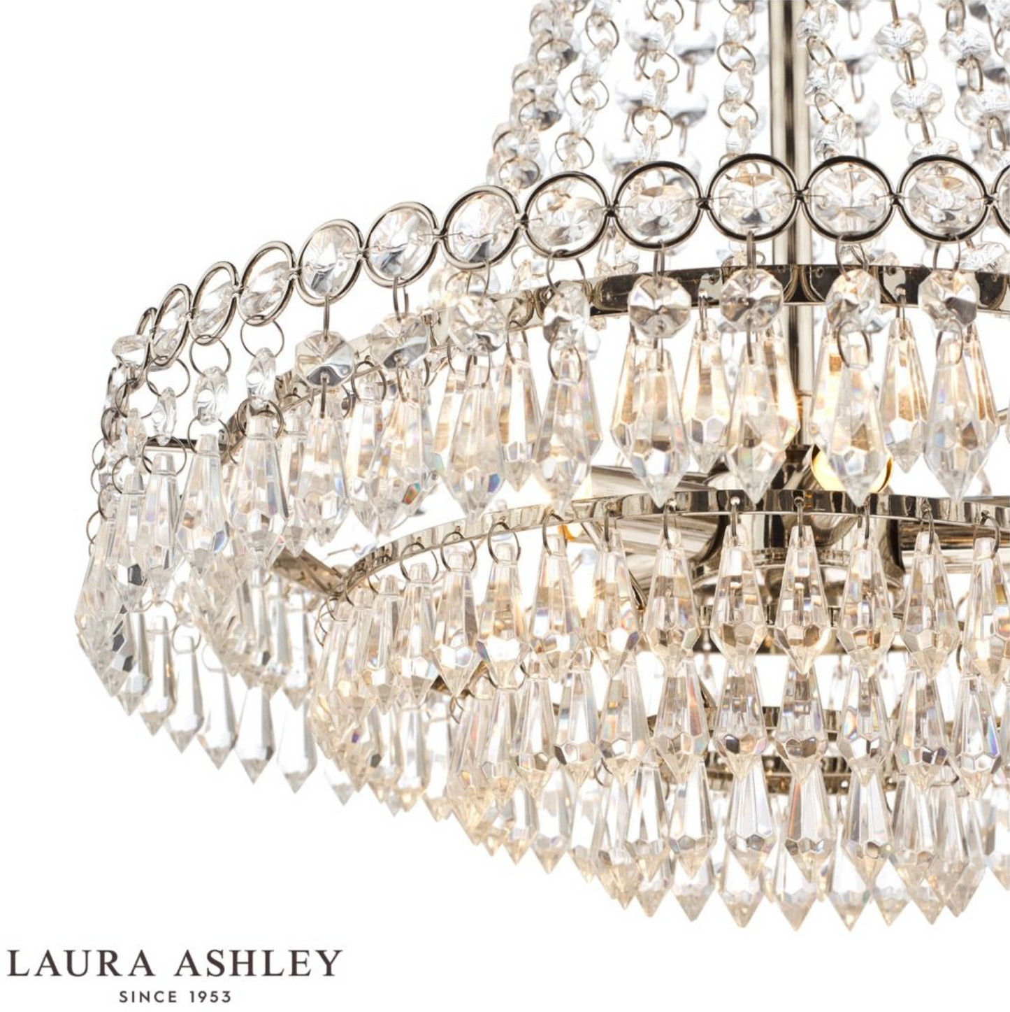Laura Ashley Enid 5lt Chandelier Polished Nickel & Cut Glass - 13402