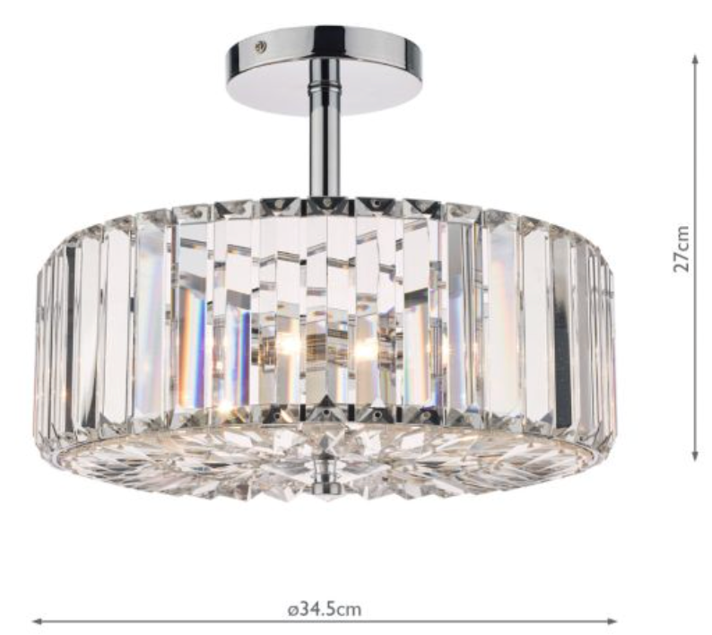 Laura Ashley Fernhurst 3lt Semi Flush Polished Chrome Glass - 13400