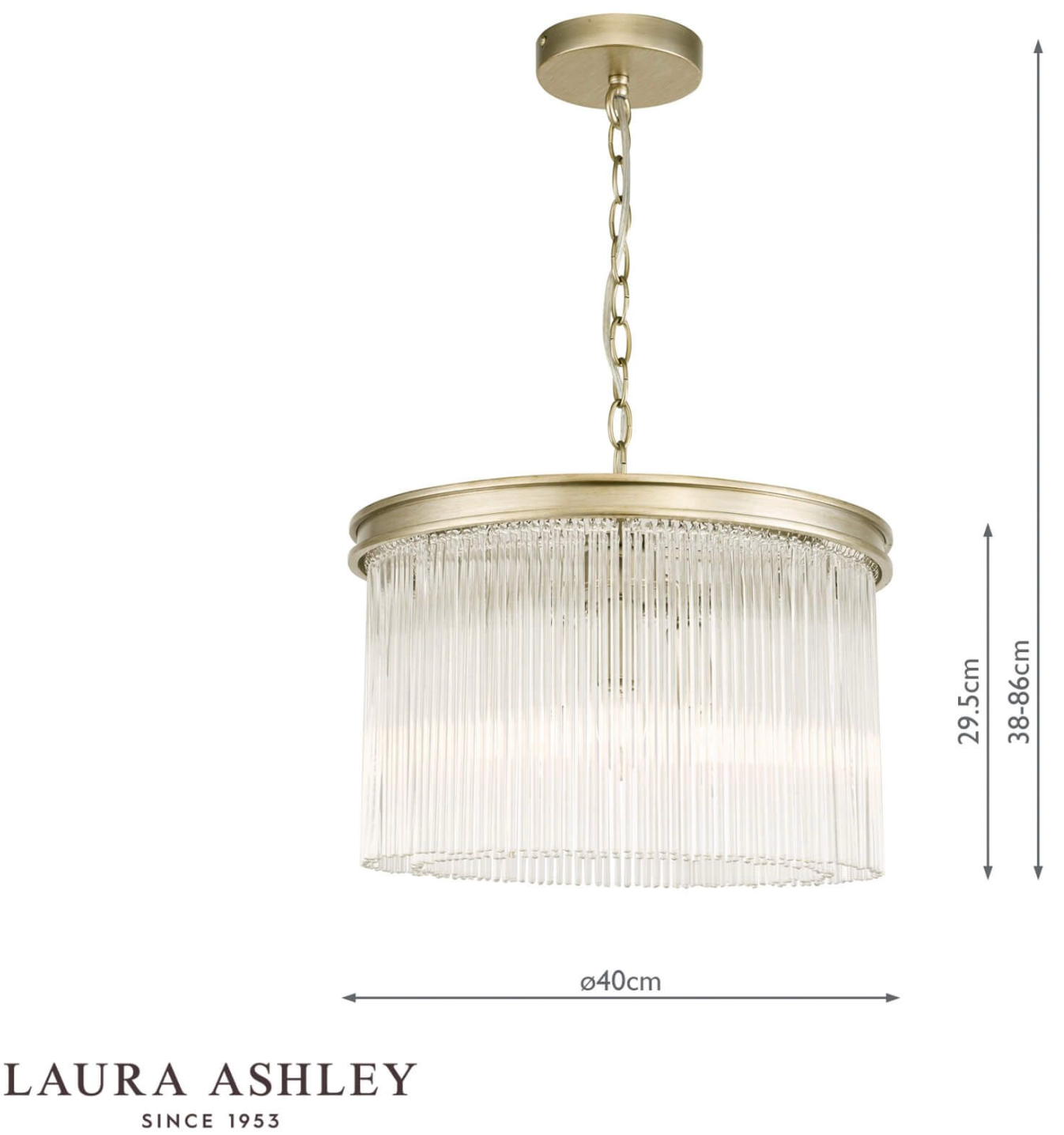 Laura Ashley Manon 3lt Pendant Champagne Clear Glass - 13377