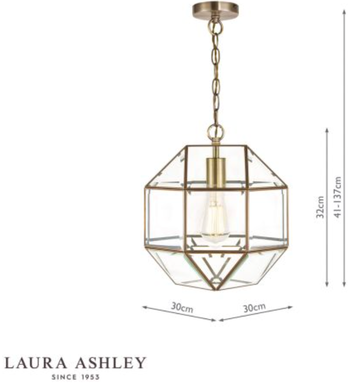 Laura Ashley Blackwell Pendant Antique Brass Glass - 13376