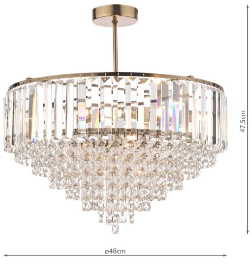 Laura Ashley Vienna, 5xG9 Semi Flush Crystal Ceiling Light, Antique Brass (Medium) - ID 13153