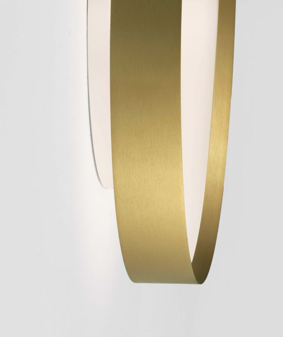 NL Roiy Brushed Gold Round Semi Flush Ceiling Light 50cm - ID 14462