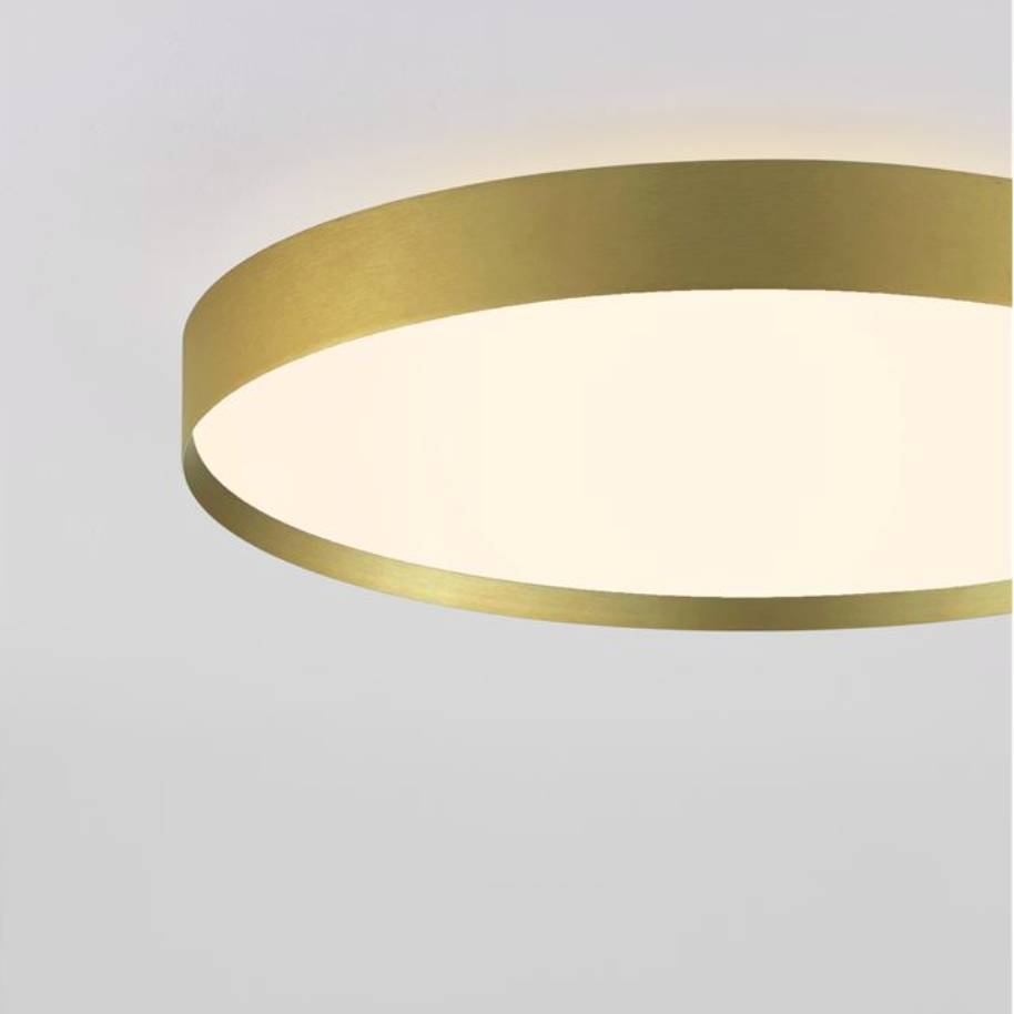 NL Roiy Brushed Gold Round Semi Flush Ceiling Light 50cm - ID 14462