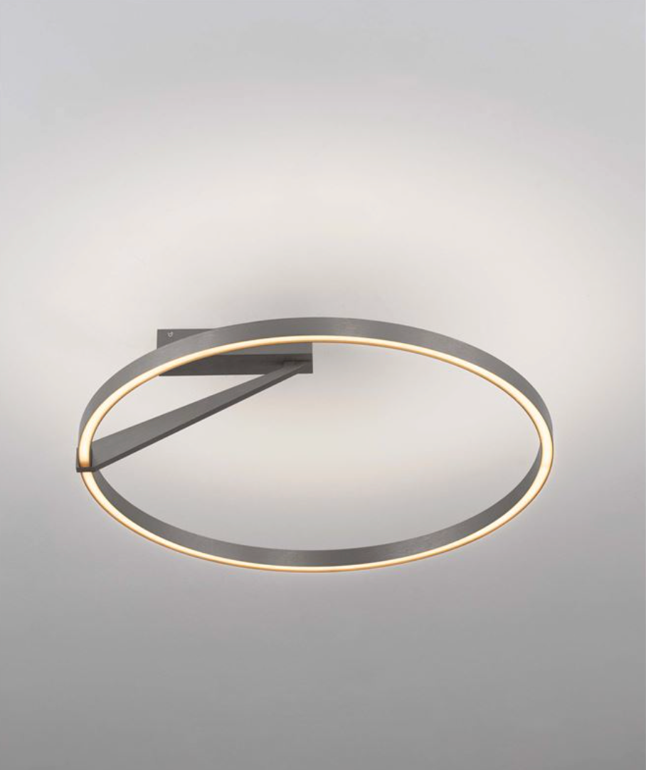 NL Brushed Nickel Semi Flush Ring Ceiling Light 60cm - ID 14502