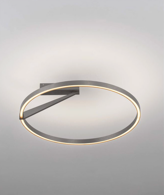 NL TILEA Brushed Nickel Semi Flush Ring Ceiling Light 60cm - ID 14502