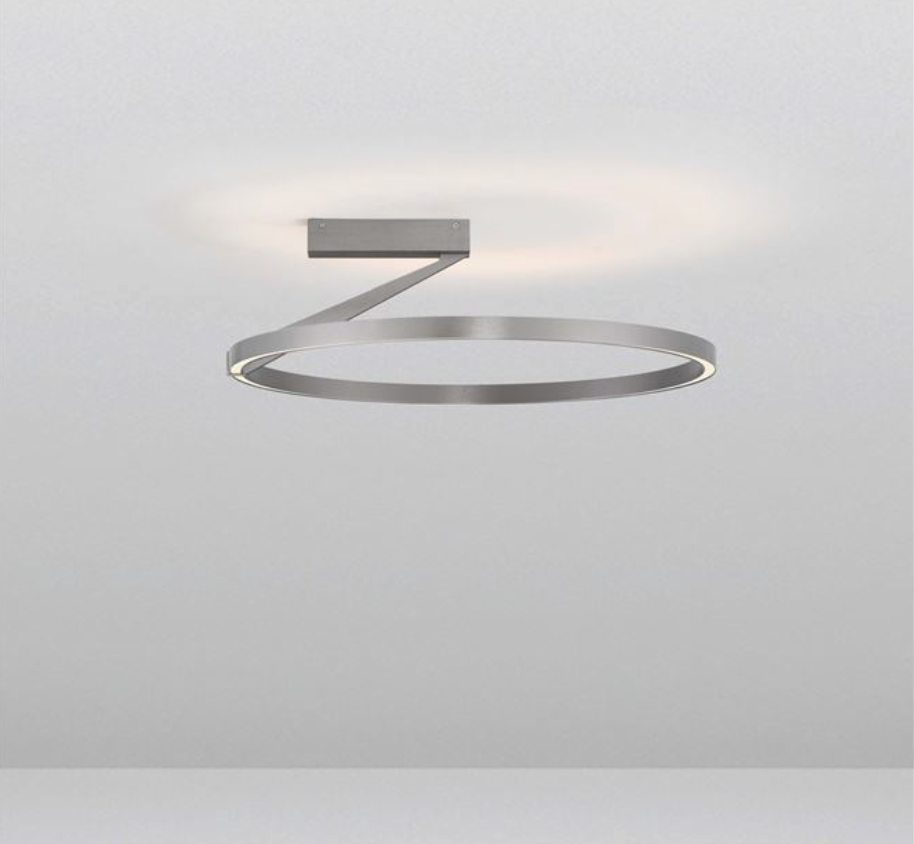 NL Brushed Nickel Semi Flush Ring Ceiling Light 60cm - ID 14502