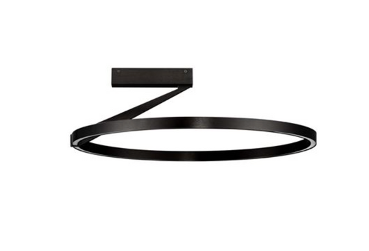 NL TILEA Brushed Black Semi Flush Ring Ceiling Light 60cm - ID 14535