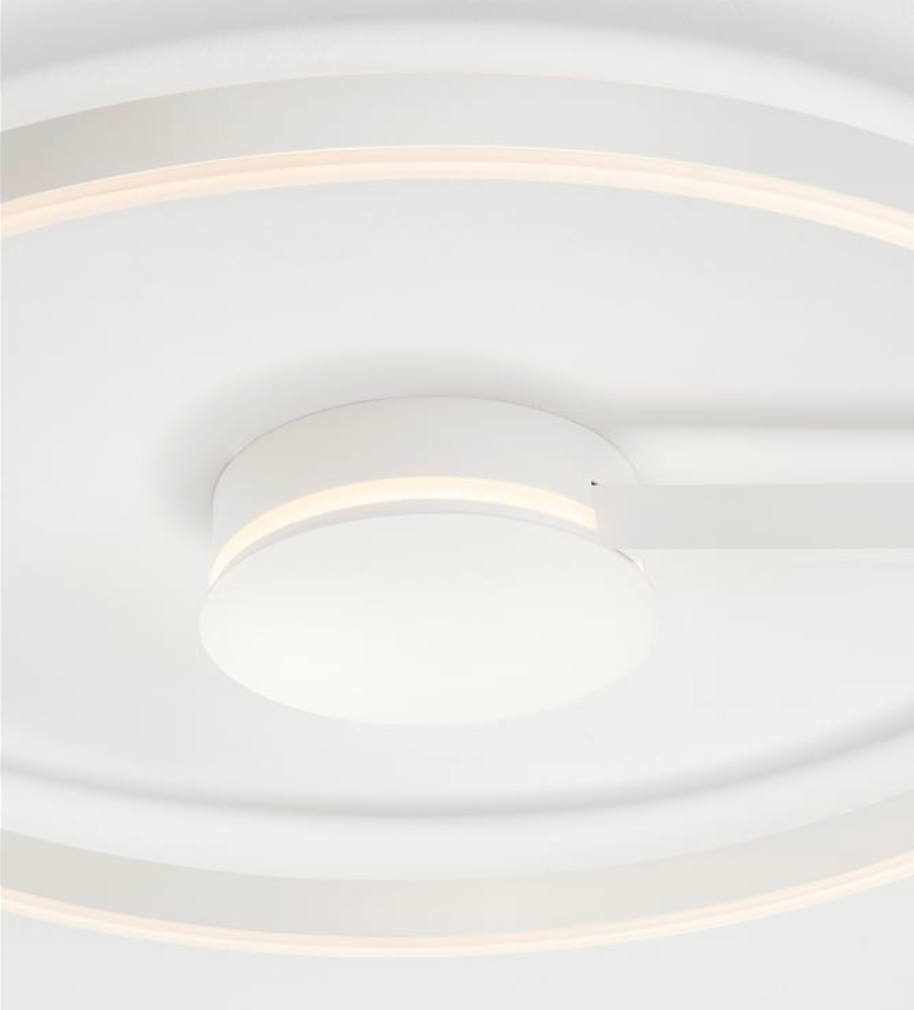 NL Siene Matt White Aluminium & Acrylic Semi Flush Ring Ceiling Light 80cm - ID 14545