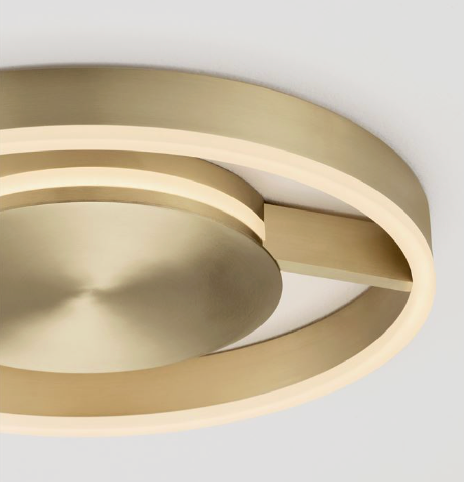 NL Siene Brushed Brass Aluminium & Acrylic Semi Flush Ring Ceiling Light 40cm - ID 14549
