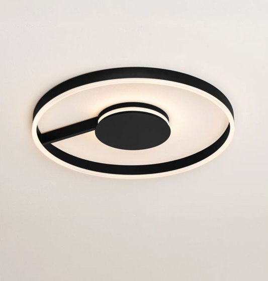 NL Siene Matt Black Aluminium & Acrylic Semi Flush Ring Ceiling Light 60cm - ID 14550