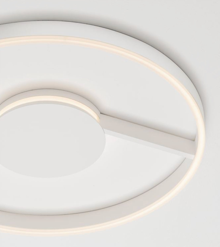 NL Siene Matt White Aluminium & Acrylic Semi Flush Ring Ceiling Light 60cm - ID 14551