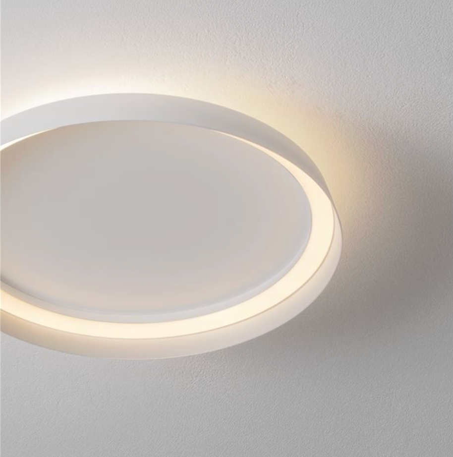 NL Ormie Sandy White Round Semi Flush Ceiling Light 45cm - ID 14614