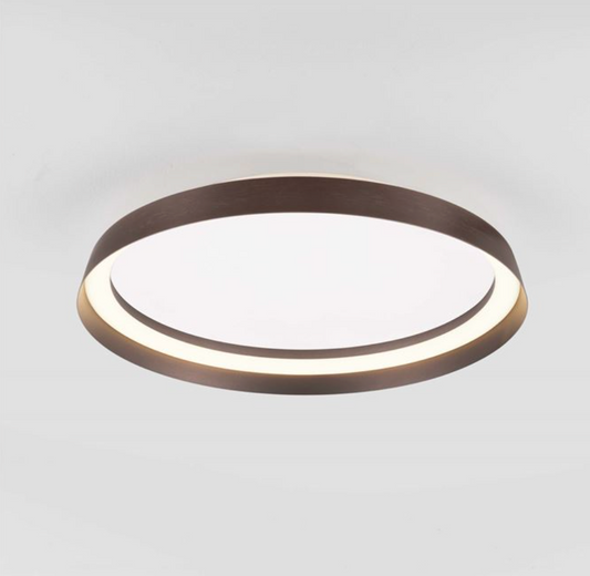 NL Ormie Brushed Coffee Round Semi Flush Ceiling Light 45cm - ID 14616