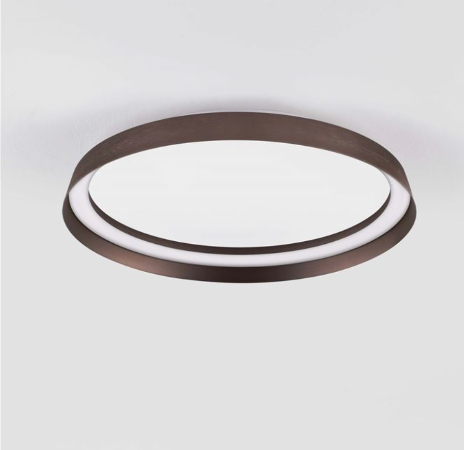 NL Ormie Brushed Coffee Round Semi Flush Ceiling Light 45cm - ID 14616