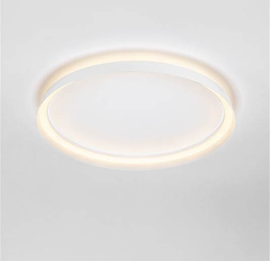 NL Ormie Sandy White Round Semi Flush Ceiling Light 60cm - ID 14618