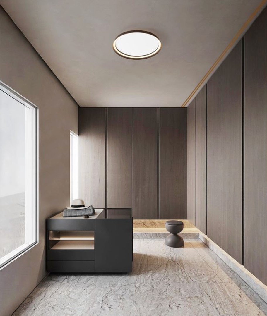 NL Ormie Brushed Coffee Round Semi Flush Ceiling Light 60cm - ID 14622