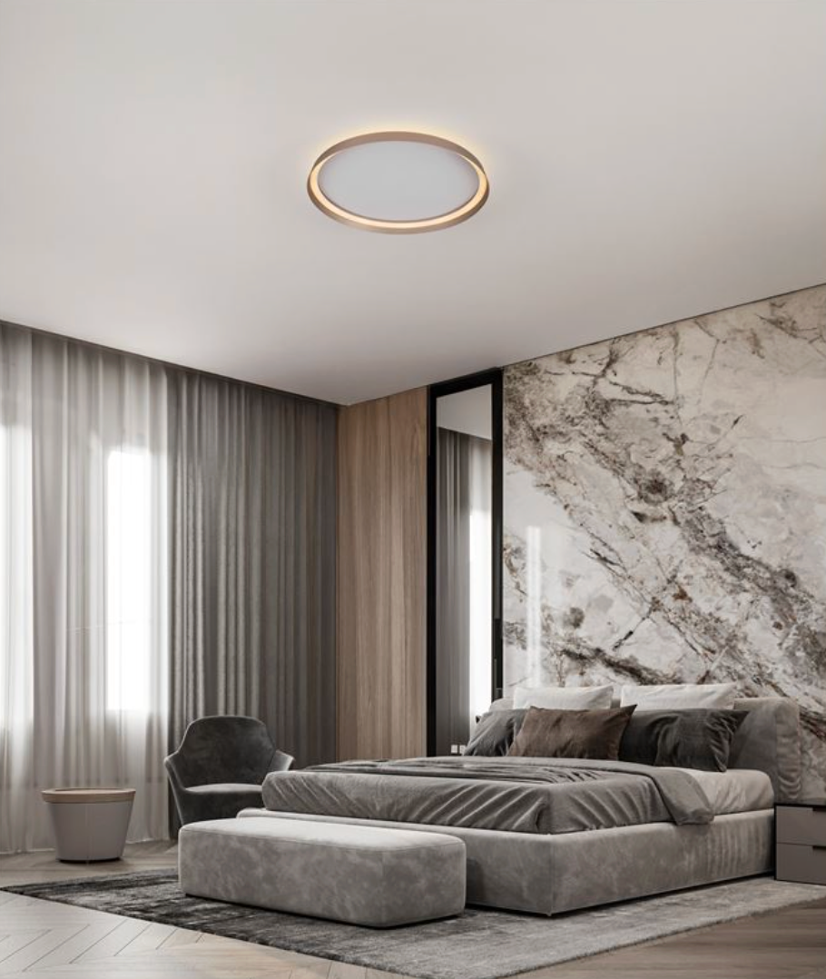 NL Ormie Champagne Brown Round Semi Flush Ceiling Light 60cm - ID 14623