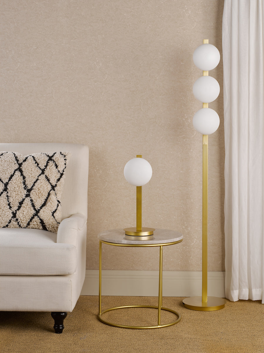 TAU 3 Light Floor Lamp in Matt Gold & Opal Glass - ID 13467