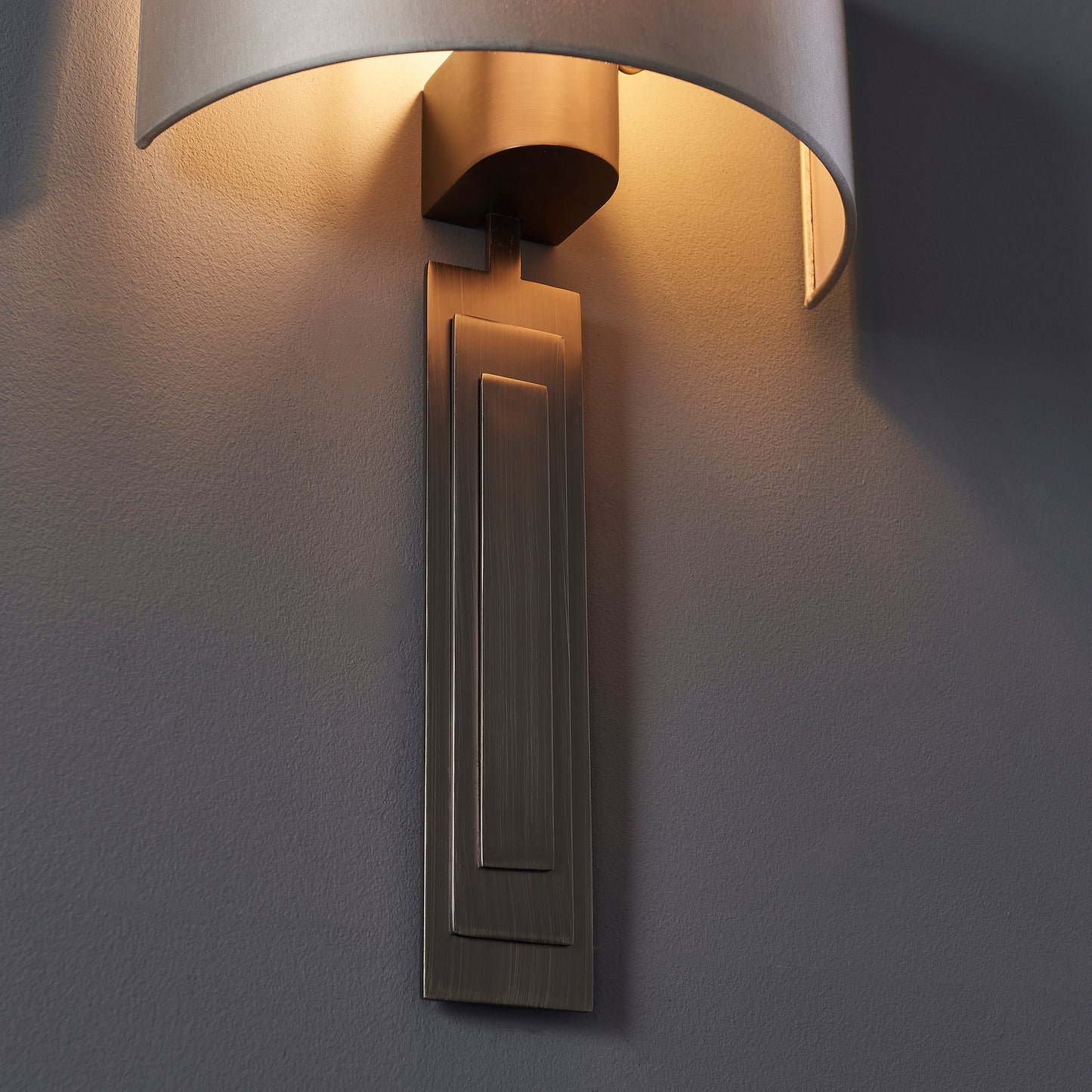 Brushed Bronze Plated Wall Light With Mink Satin Fabric - ID 11039