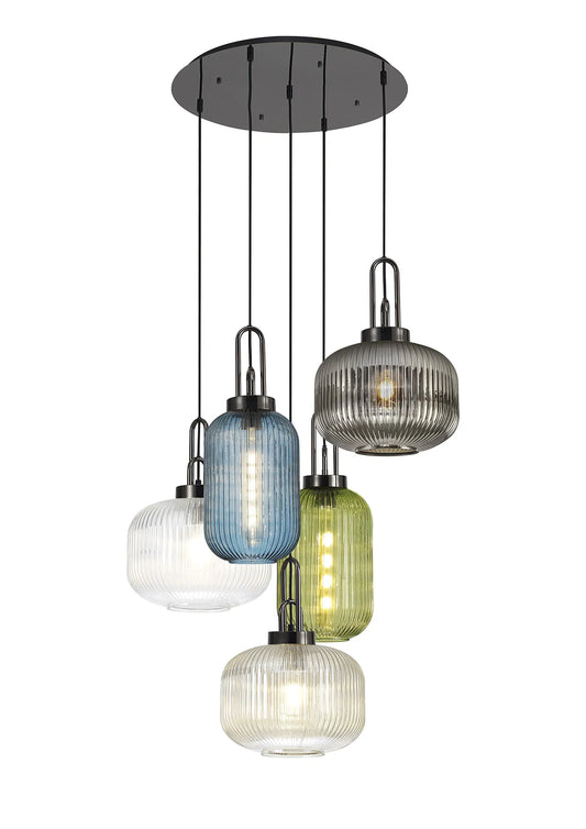 Bespoke 5 Light Stairwell Pendant Custom Metalwork & Custom Glass - ID 13782