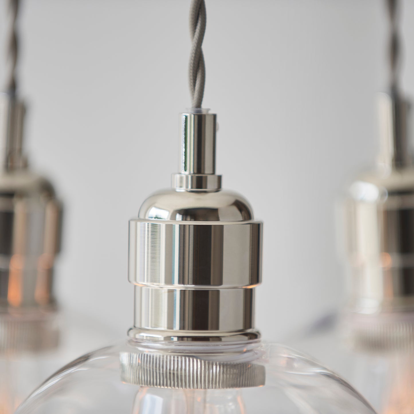 3 Light Wine Glass Cluster Pendant in Polished Nickel with Clear Glass - ID 14901