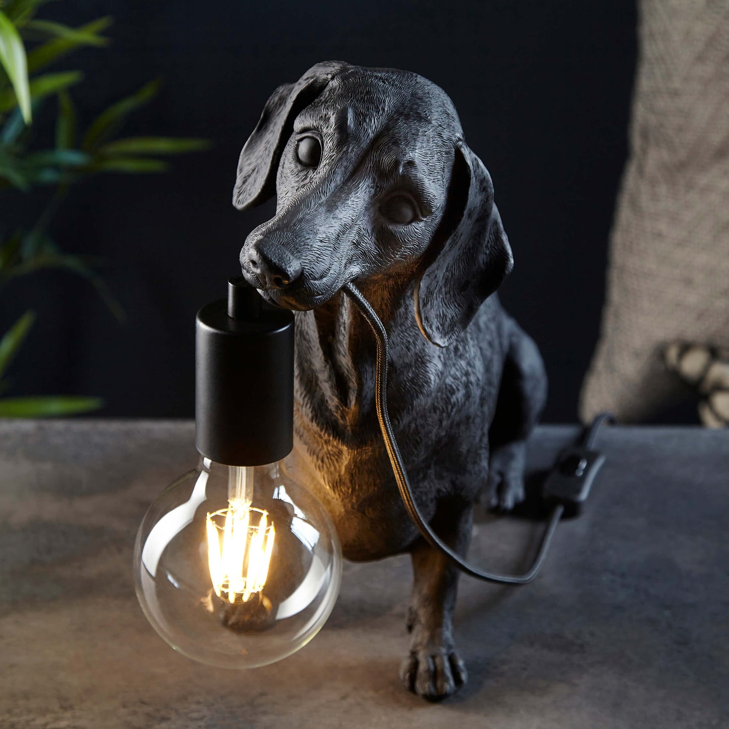 Matt Black Dachshund Table Light- ID 12554