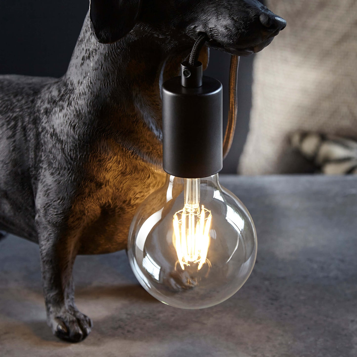 Matt Black Dachshund Table Light- ID 12554