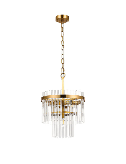 INS 30cm Pendant/Semi Ceiling 4 Light E14, Brass/Clear Glass Rods - ID 14234