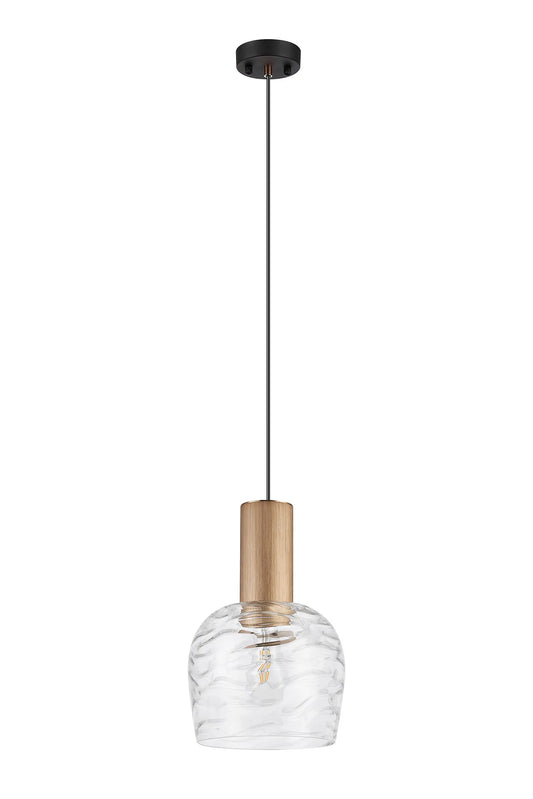 Gold & Clear Wavy Wine Glass Pendant - ID 12491-V2