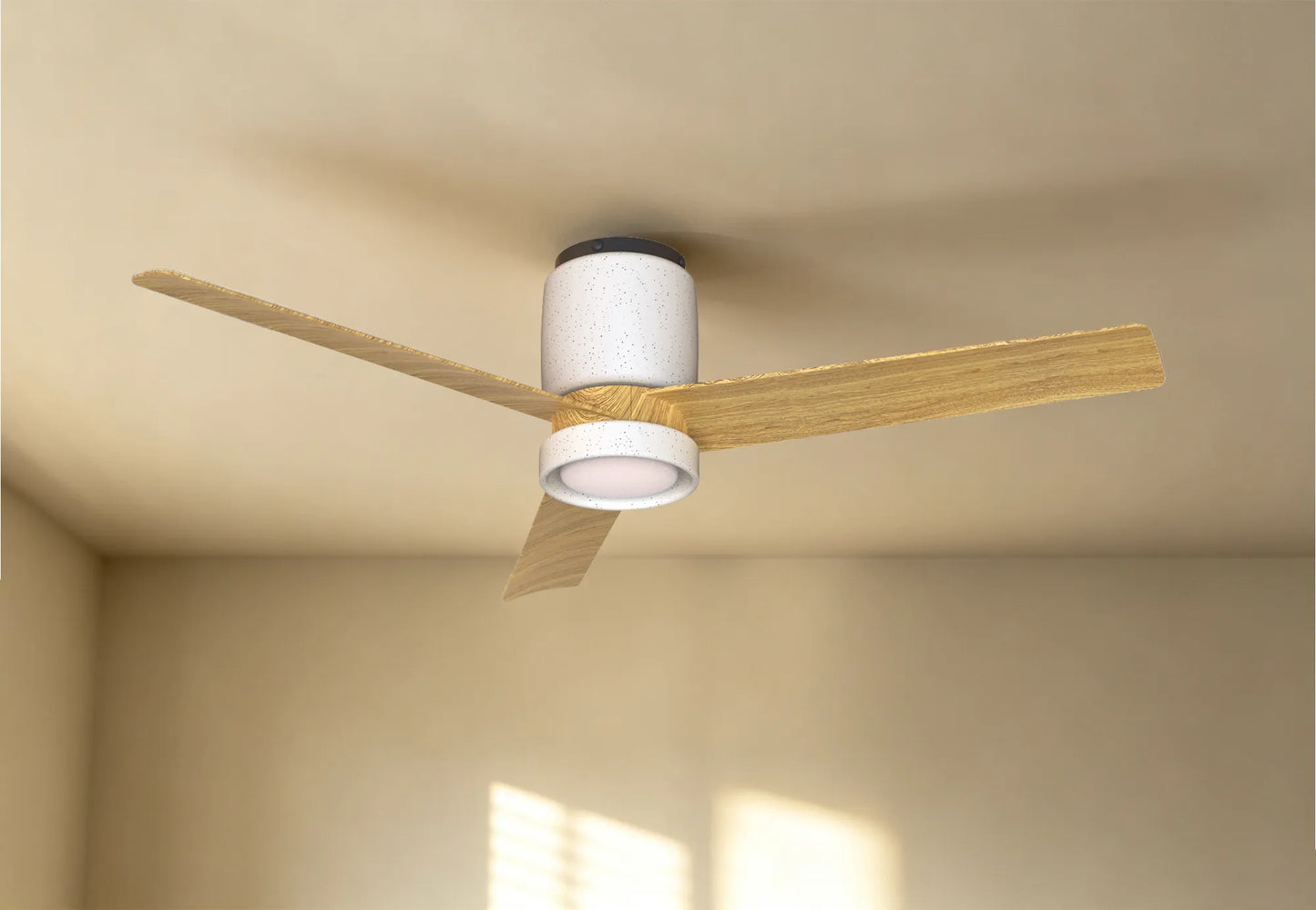 PER Ceiling Fan in White Ceramic with Wood Blades - ID 14666