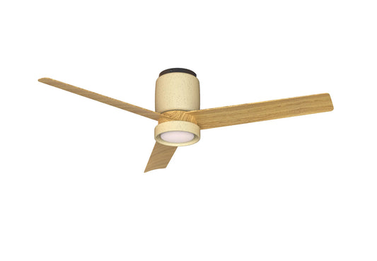 PER Ceiling Fan in Beige Ceramic with Wood Blades - ID 14665