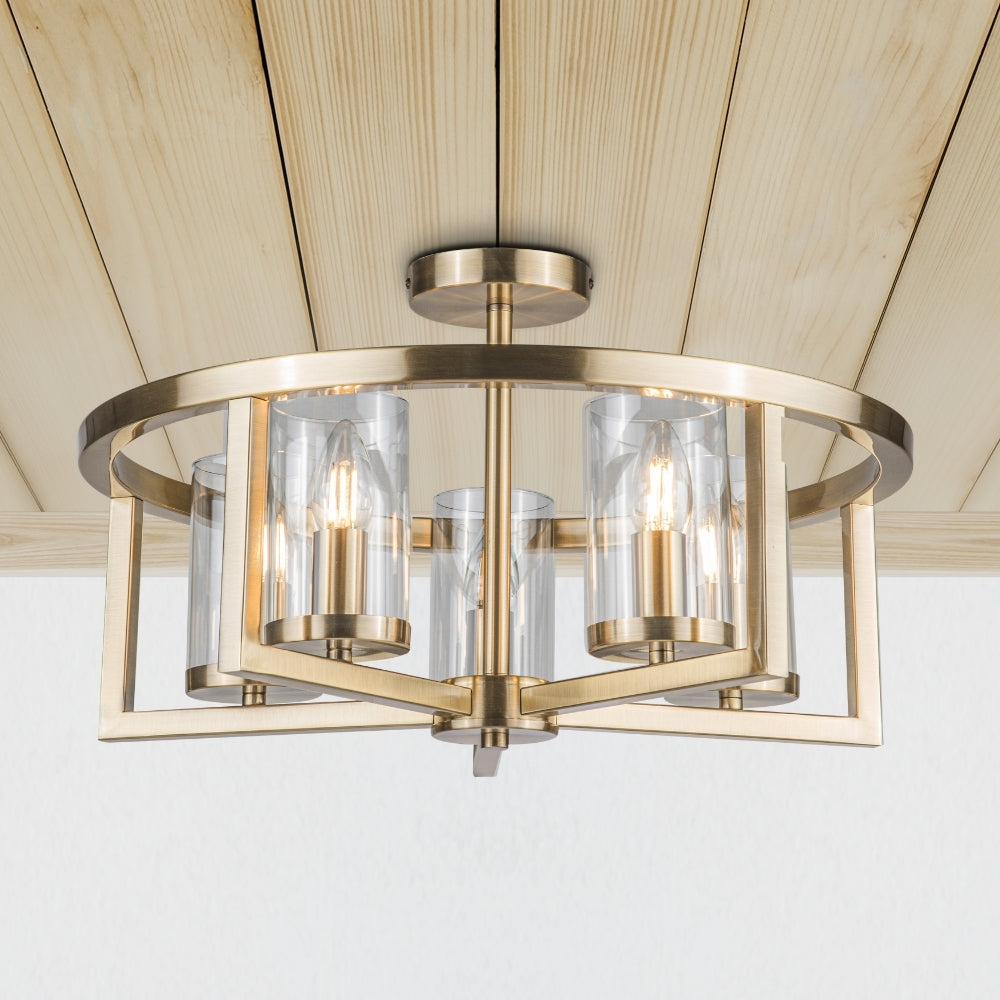 COS 5 Light Semi Flush Antique Brass - ID 13319