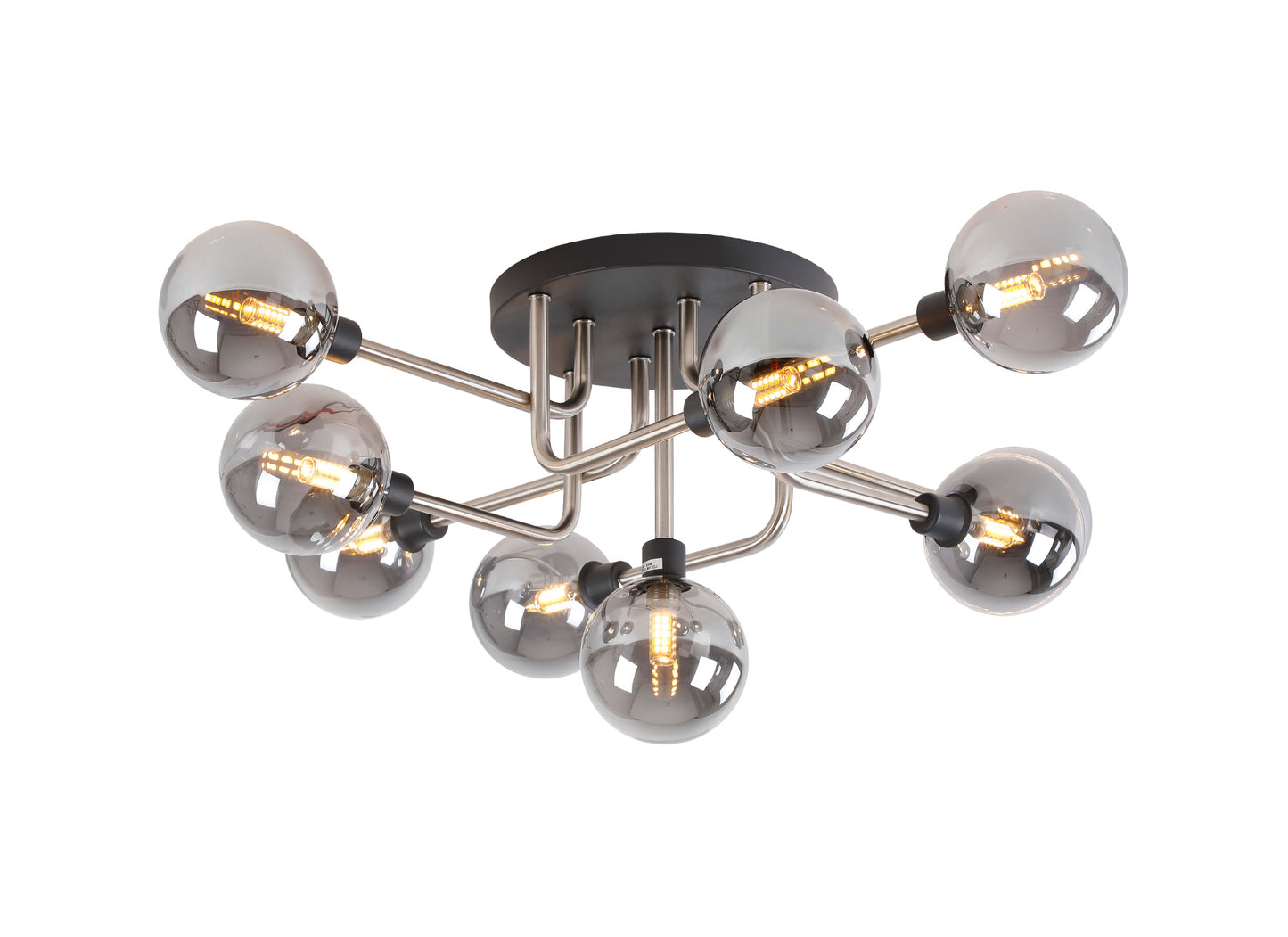 SEMI FLUSH, Graphite / Satin Nickel / Smoke Glass - ID 12470