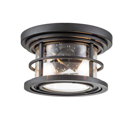 Hornchurch Textured Black Outdoor Flush Ceiling Light - ID 13683