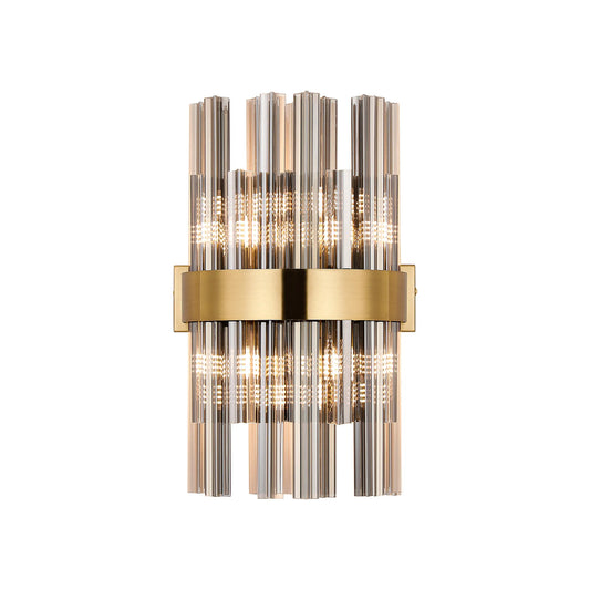 6 Light Wall Light in Brass with Smoke Glass - 14288