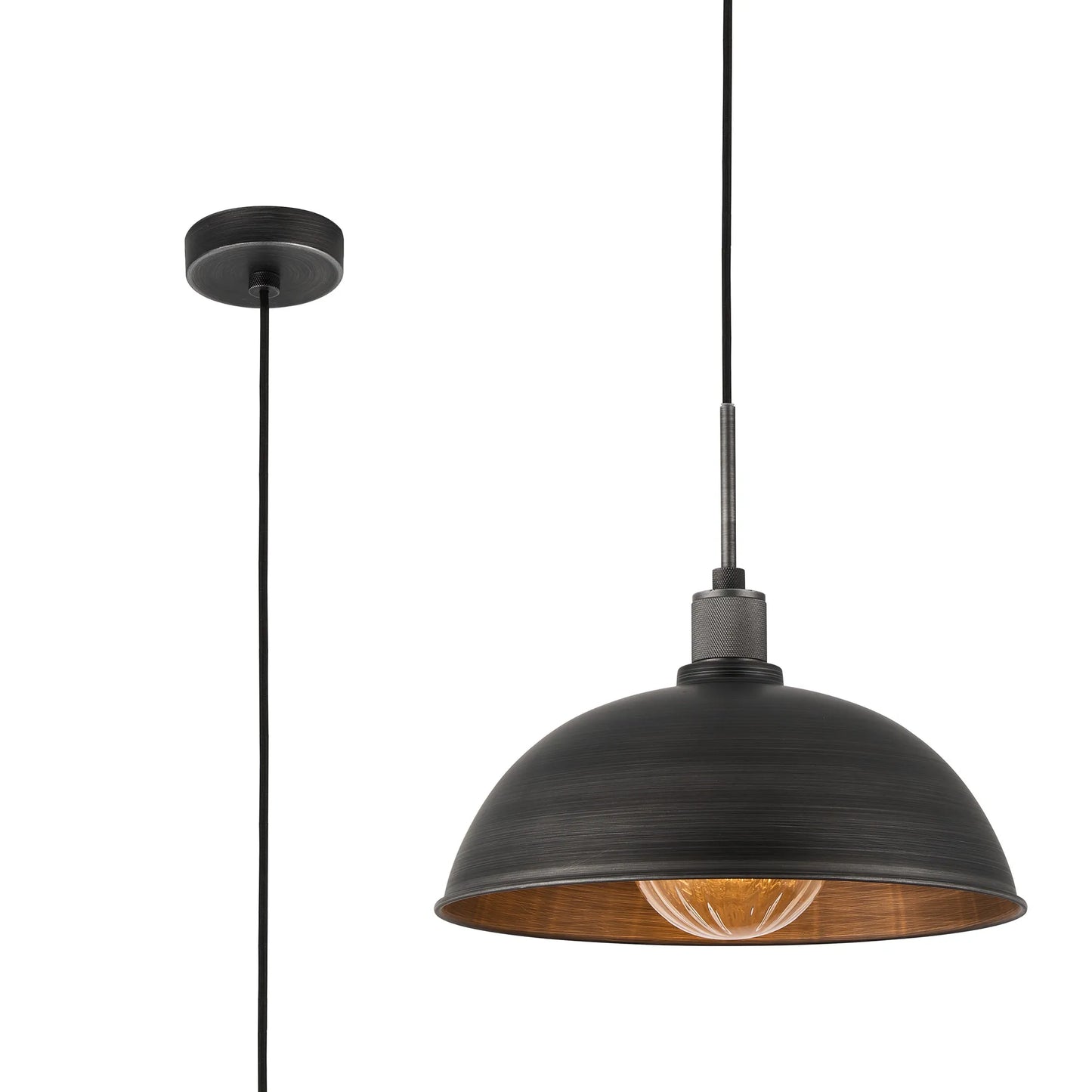 Aged Pewter Dome Pendant - ID 12486-V2