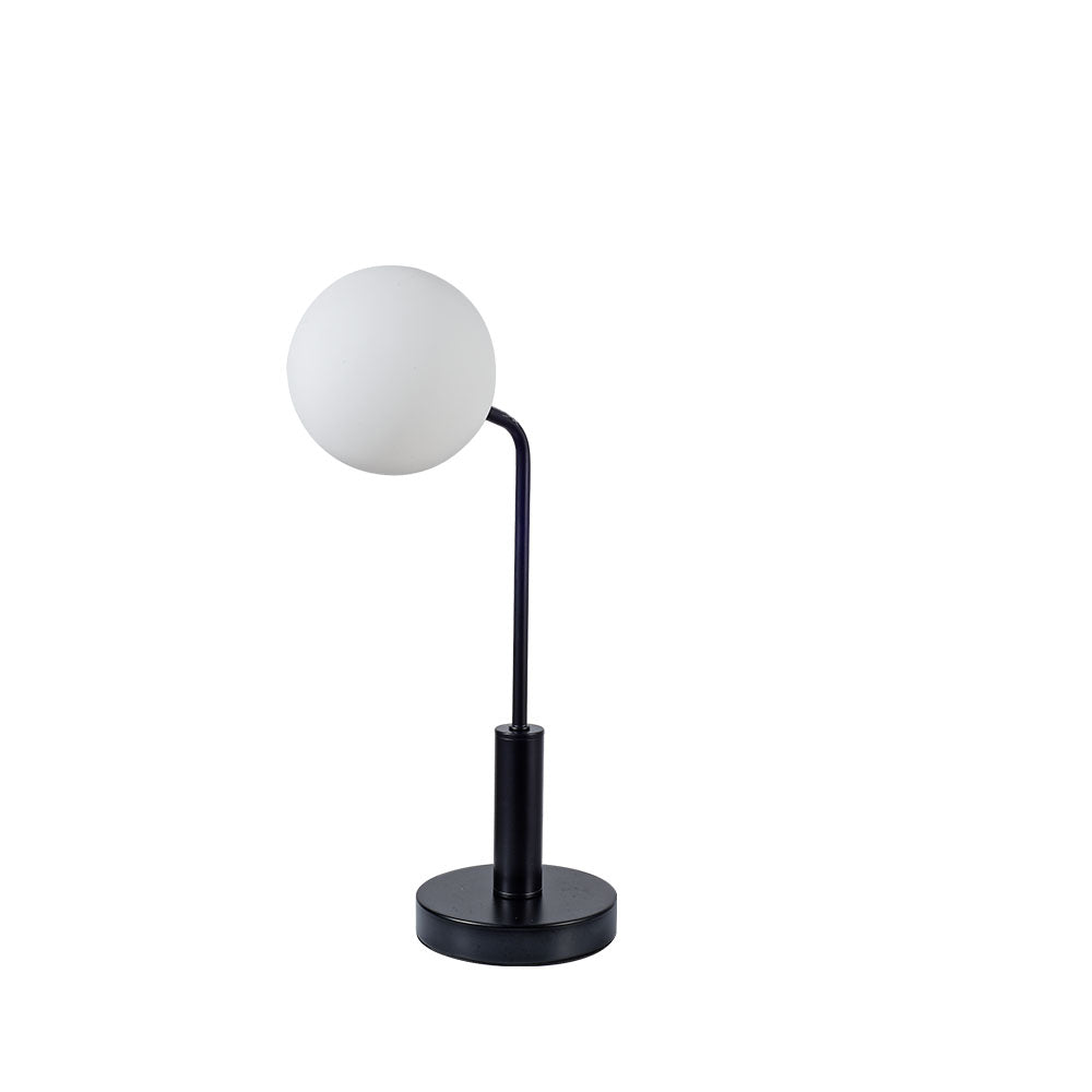 LAN Matt Black Table Light with Opal Orb - ID 13332