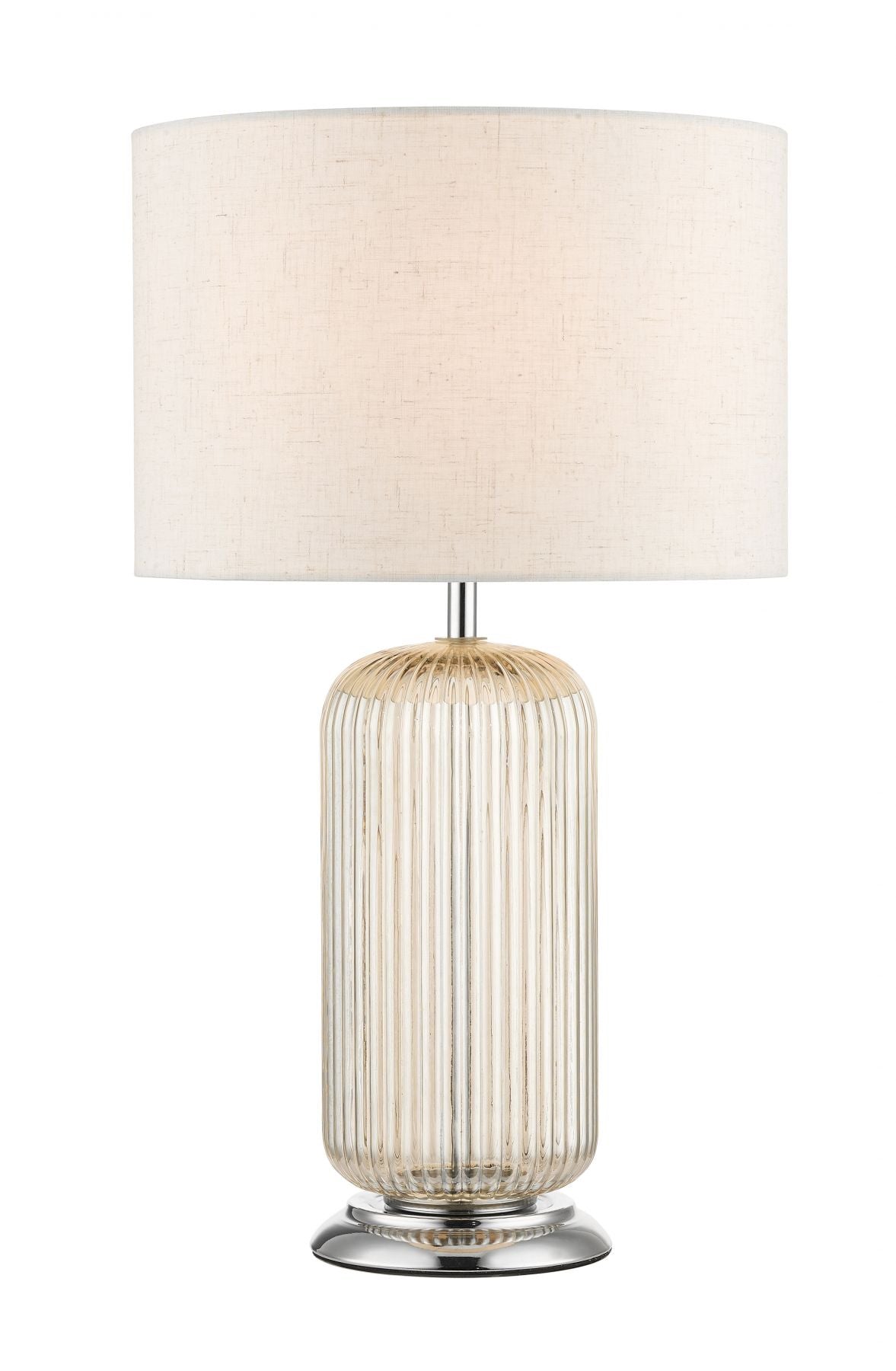 MAS Amber Ribbed Glass Table Lamp Linen Shade - ID 13330