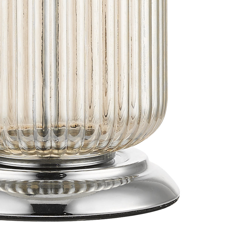MAS Amber Ribbed Glass Table Lamp Linen Shade - ID 13330