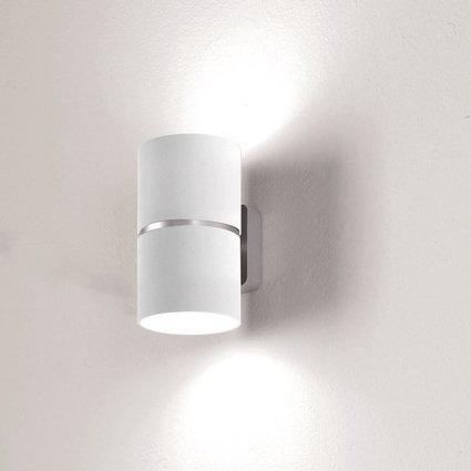 Modern LED Cylindrical Wall Light in Brushed aluminium & White - EX-DISPLAY