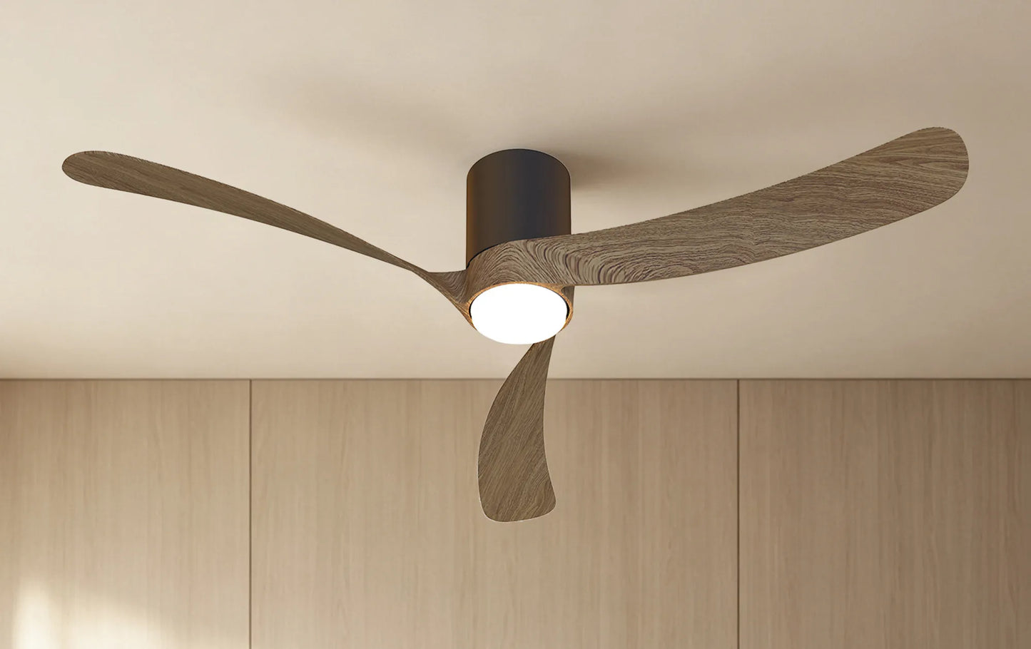 COL 132cm Ceiling Fan in Black with Walnut Wood Blades - ID 14697