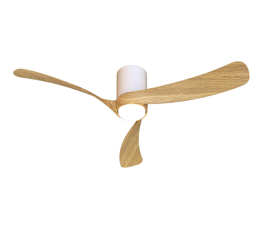 COL 120cm Ceiling Fan in White with Fair Wood Blades - ID 14686