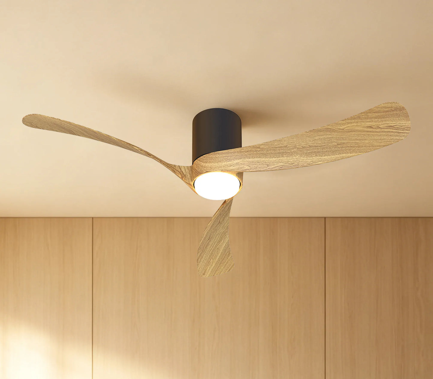 COL 120cm Ceiling Fan in Black with Fair Wood Blades - ID 14688