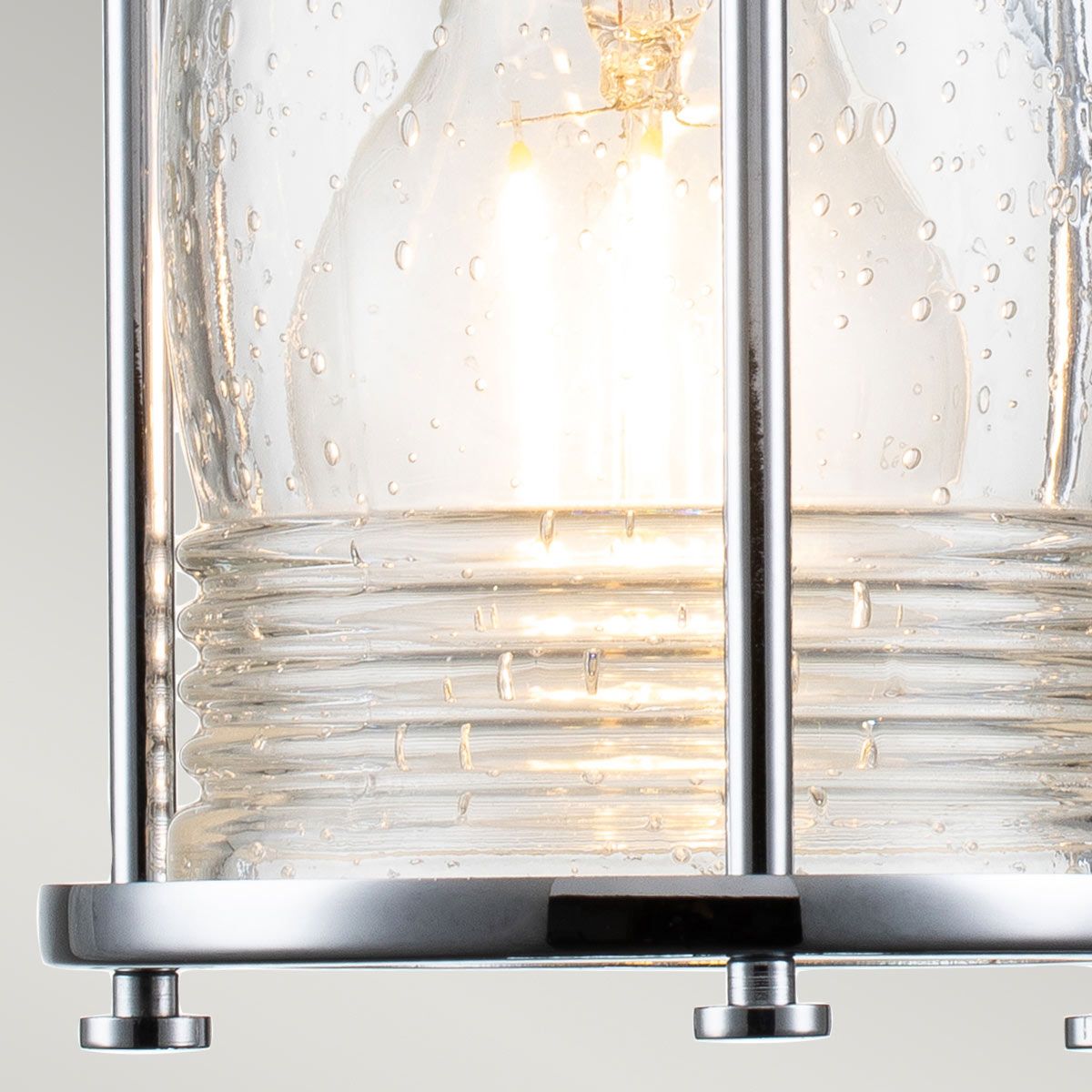 Nautilus Polished Chrome & Seeded Clear Glass IP44 Bathroom Wall Light - ID 14354