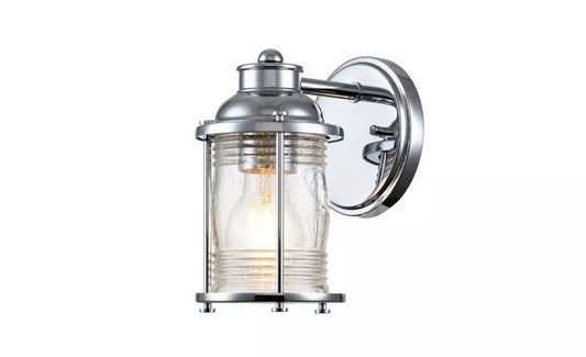 Nautilus Polished Chrome & Seeded Clear Glass IP44 Bathroom Wall Light - ID 14354