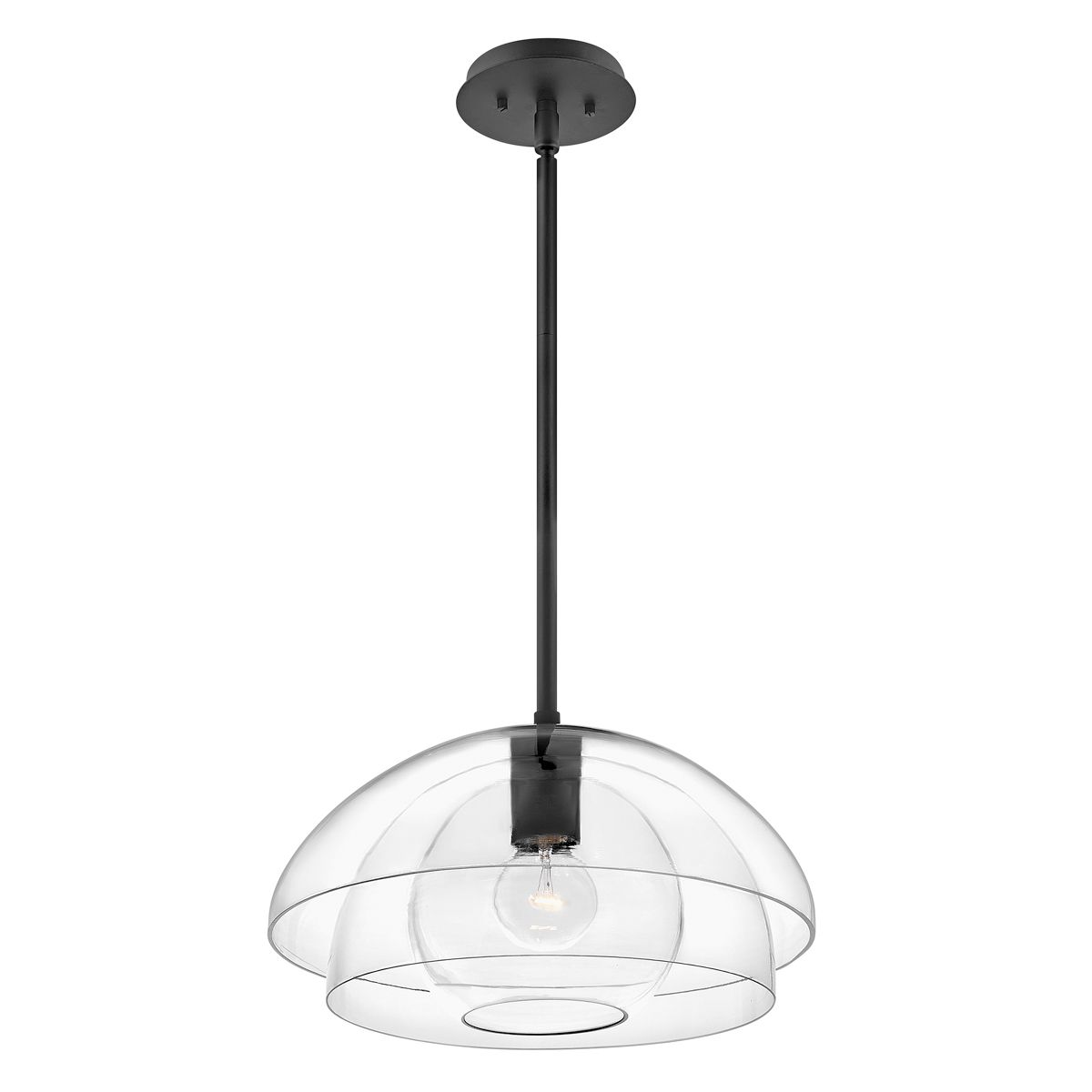 LOT 1 Light Pendant in Black with Layered Clear Glass - ID 13669