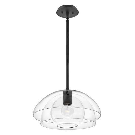 LOT 1 Light Pendant in Black with Layered Clear Glass - ID 13669