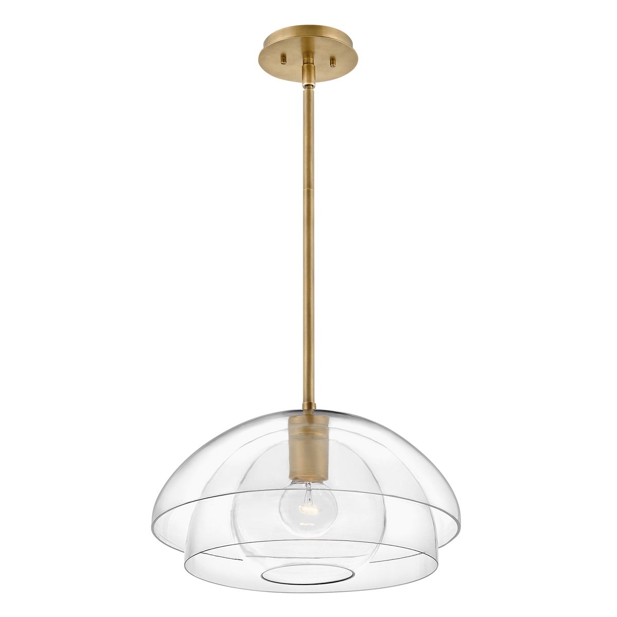 LOT 1 Light Pendant in Brass with Layered Clear Glass - ID 13670