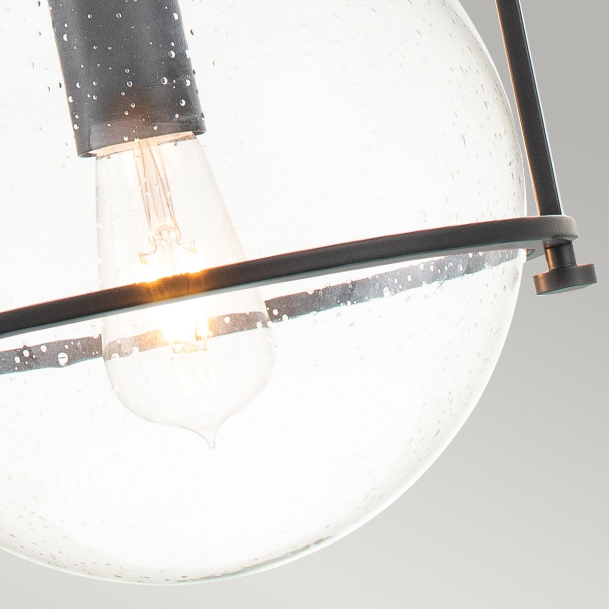 SOM 1 Light Pendant in Black with Clear Seeded Glass - ID 13659