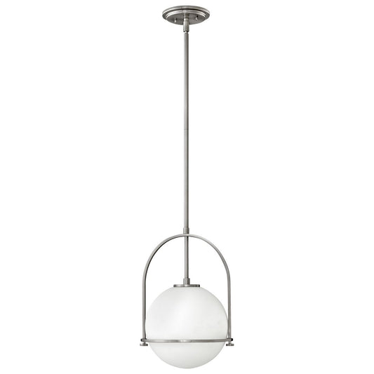 SOM 1 Light Pendant in Brushed Nickel with Opal Glass - ID 13662